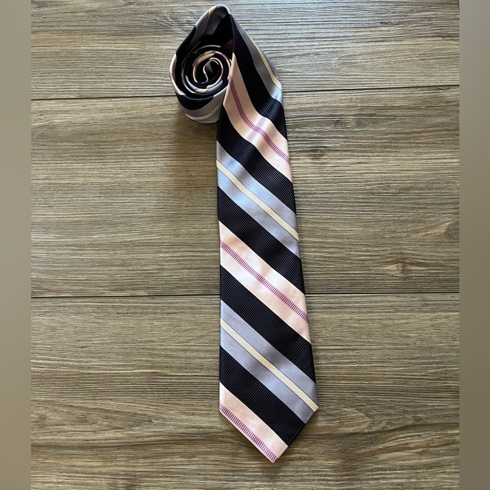 Ike Behar Striped Navy‎ and Pink Men's Tie